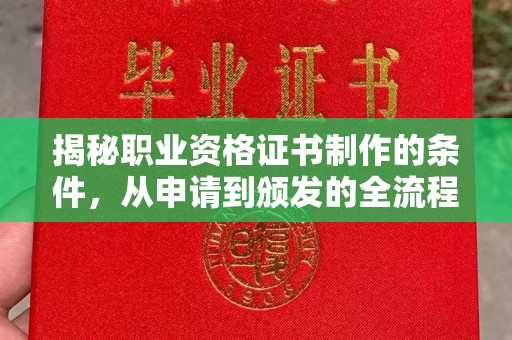 川汇揭秘职业资格证书制作的条件，从申请到颁发的全流程解析
